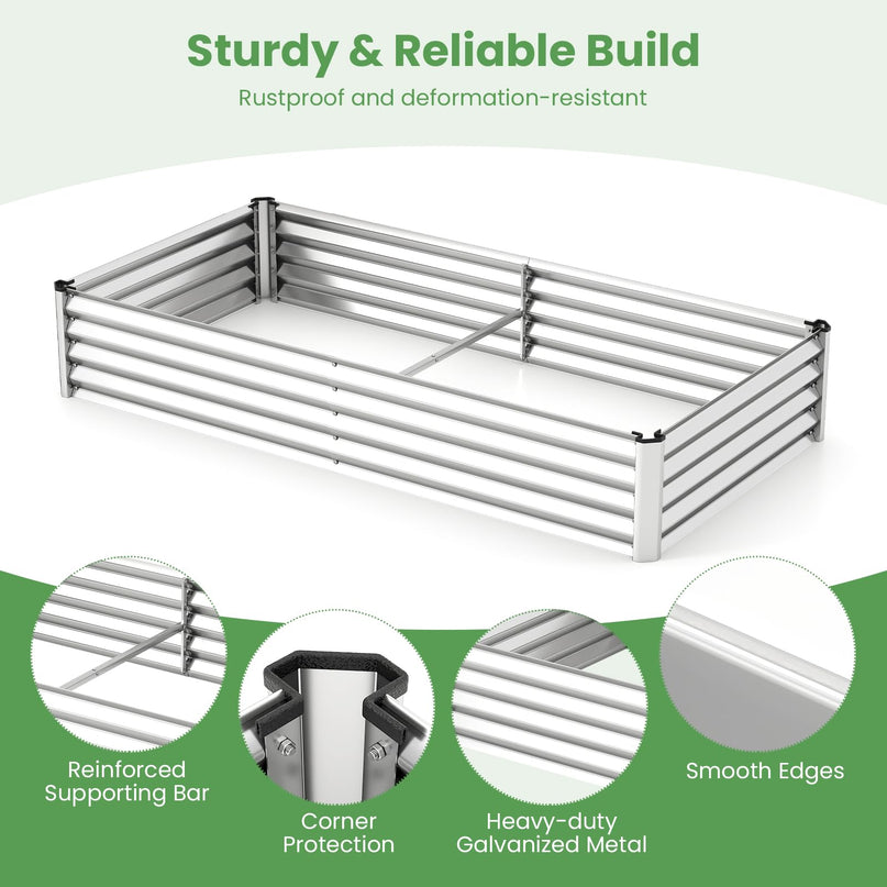Giantex 6x3x1 FT Outdoor Galvanized Raised Garden Bed with Greenhouse Cover