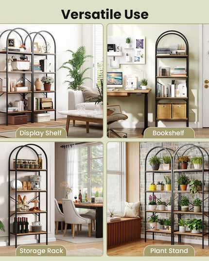 GIANTEX 4-Tier Arched Industrial Bookcase with Metal Frame (1/2)