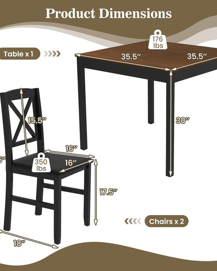 Giantex 3-Piece Dining Table Set for 2