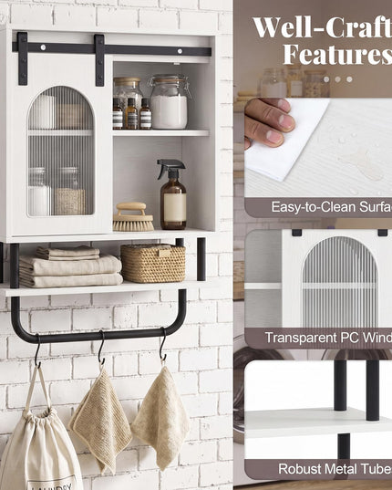 Giantex Bathroom Wall Cabinet | Farmhouse Medicine Cabinet with Sliding Barn Door