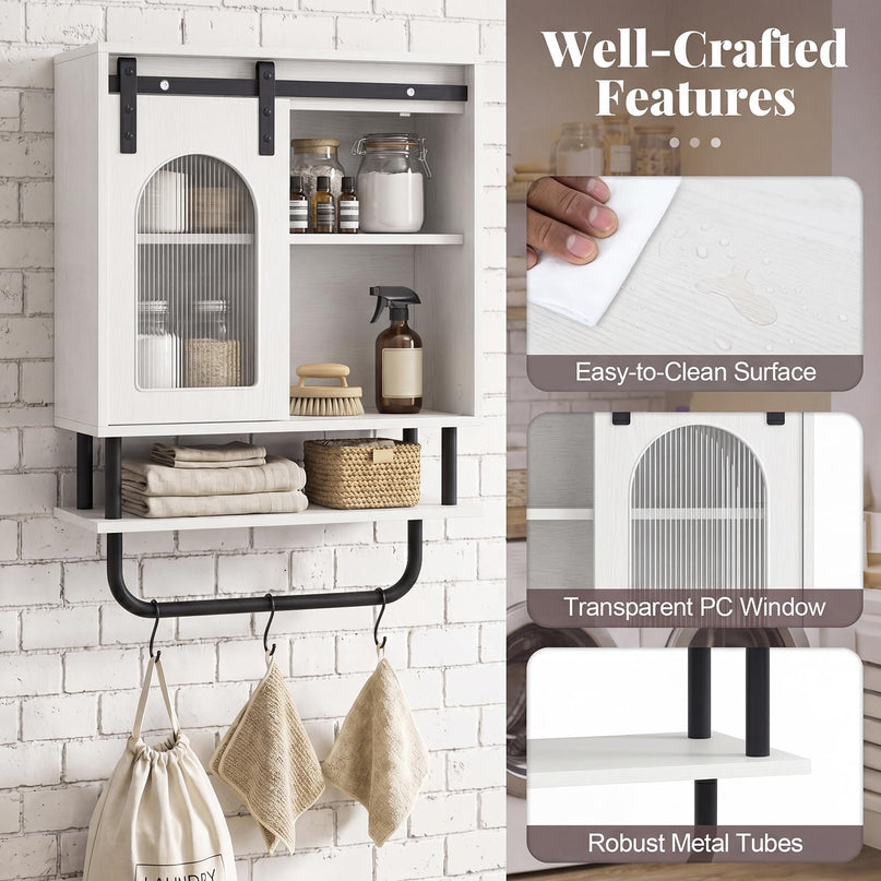 Giantex Bathroom Wall Cabinet | Farmhouse Medicine Cabinet with Sliding Barn Door