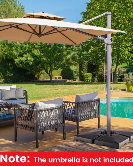 Giantex 284 lbs Fillable Offset Patio Umbrella Base, 4PCS Umbrella Stand Water Sand Weight for Cantilever Umbrella