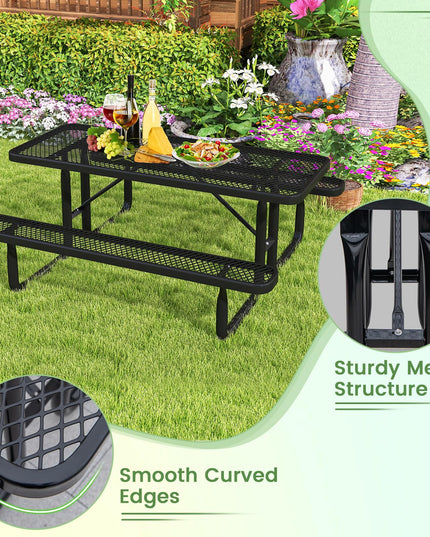 Giantex 72” Picnic Table, Large Outdoor Table & Bench Set for 8