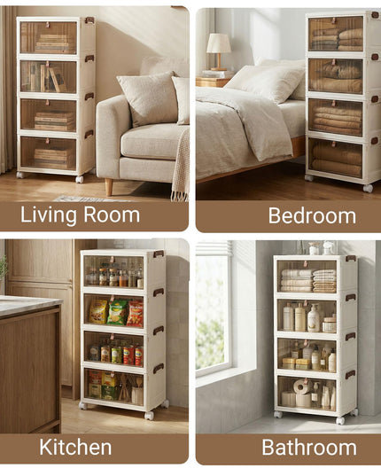 Giantex 6/4-Tier Plastic Storage Bins with Lid for Living Room