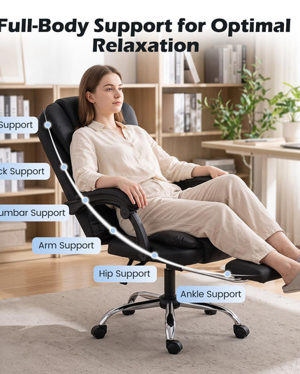 GIANTEX Massage Office Chair Comfy Desk Chair with Foot Rest