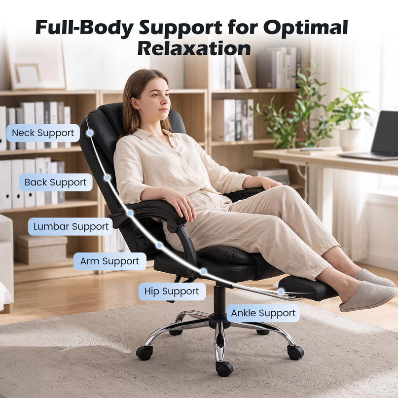 GIANTEX Massage Office Chair Comfy Desk Chair with Foot Rest