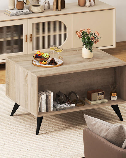 Giantex Mid Century Modern Coffee Table with Storage Accent Cocktail Table