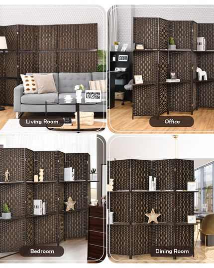 Giantex 6Ft 6 Panel Room Divider with Shelves