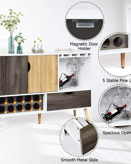 Buffet Sideboard, Storage Credenza, Wood Console Table