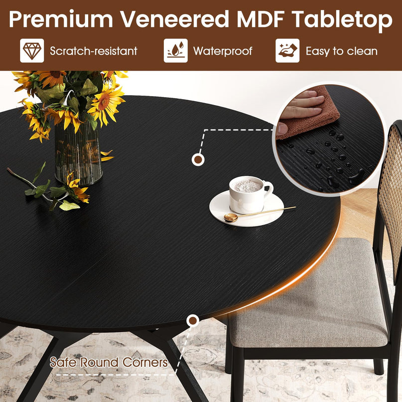 Giantex Folding Dining Table for 4-6 People 47" Round Drop Leaf Table