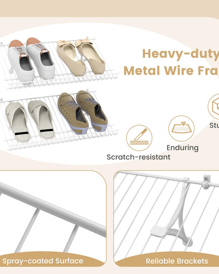 Giantex Wall Mounted Shoe Rack Set of 2 24" Metal Wire Storage Shelf