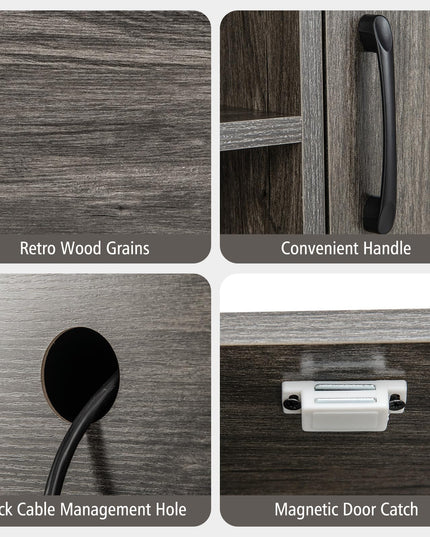 Giantex Buffet Cabinet with Power Outlets & USB Ports, Wood Coffee Bar Cabinet