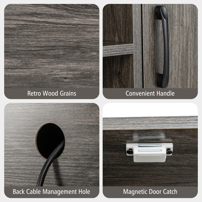Giantex Buffet Cabinet with Power Outlets & USB Ports, Wood Coffee Bar Cabinet
