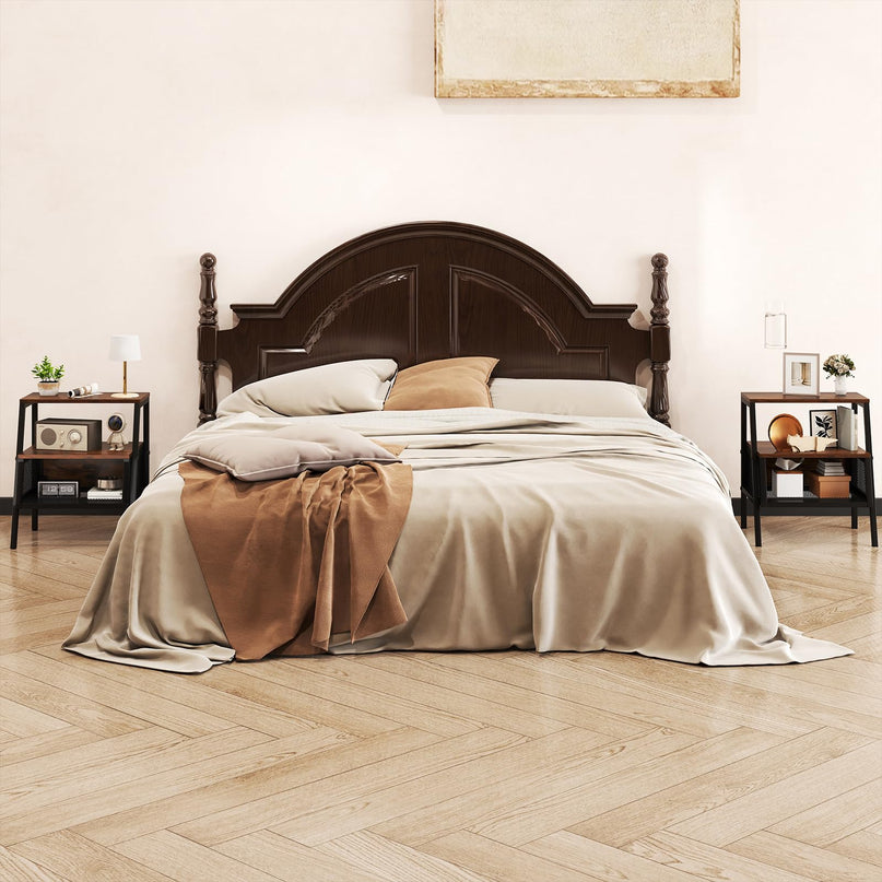 Giantex Industrial Nightstand w/Sturdy Trapezoidal Metal Frame