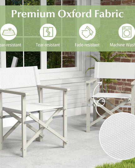 Giantex Set  Folding Director Chairs, Lightweight Patio Camping Chair with Acacia Wood Frame & Oxford Fabric Seat