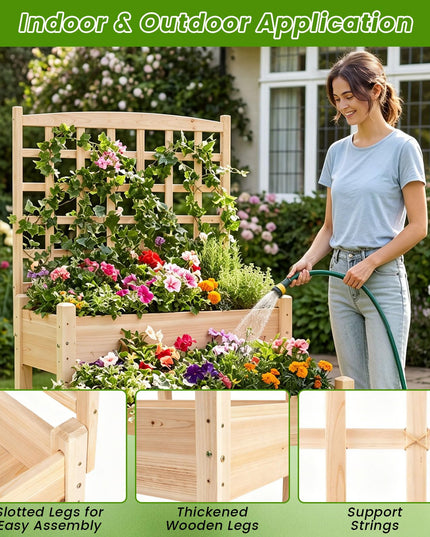 Giantex Raised Garden Bed with Trellis for Patio Backyard Balcony