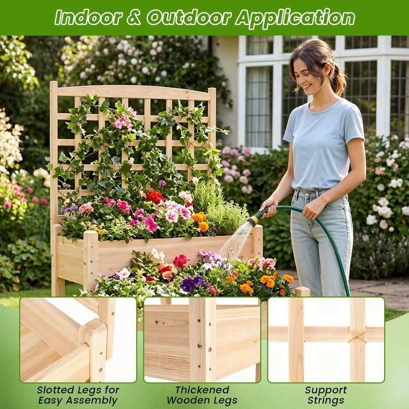 Giantex Raised Garden Bed with Trellis for Patio Backyard Balcony