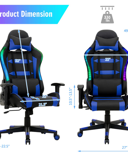 Giantex RGB Gaming Chair, Ergonomic Video Game Chair with Led Light