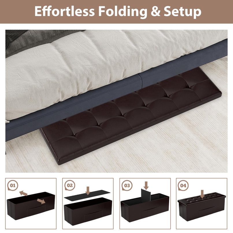 Giantex 43 Inches Folding Storage Ottoman Bench for Living Room