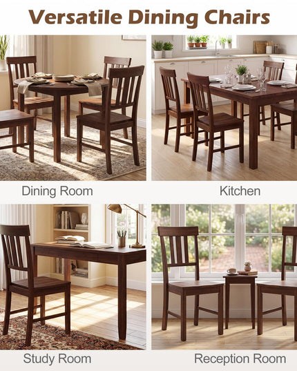 Giantex Wooden Armless Kitchen Chair with Slat Back & Contoured Seat (2/4)