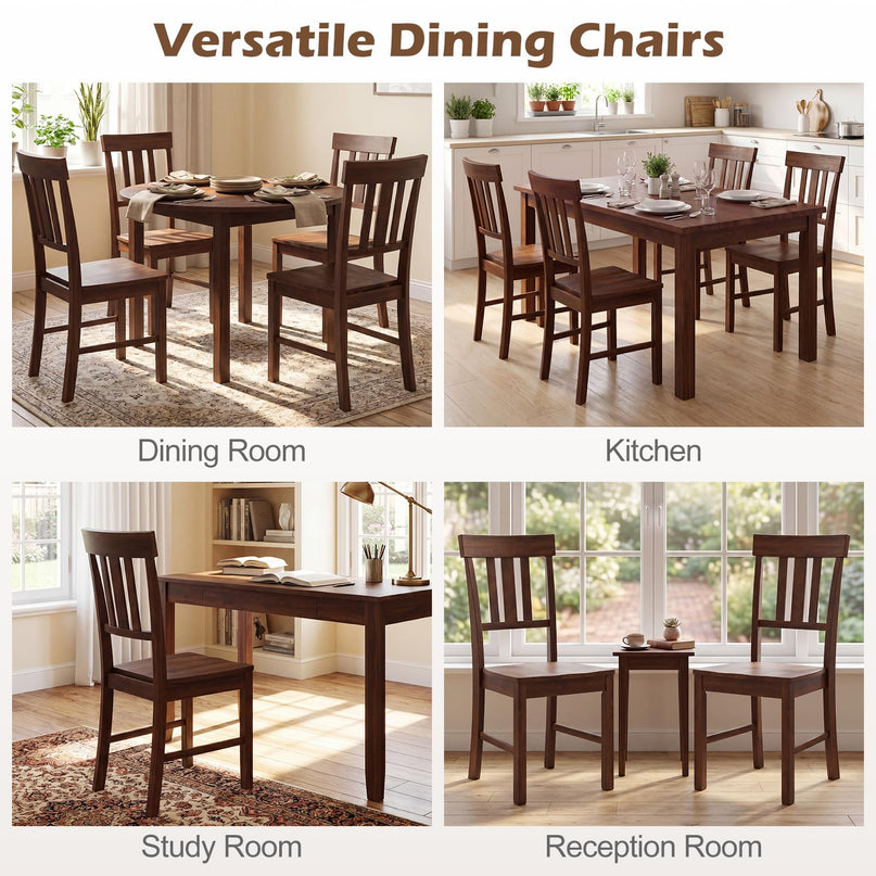 Giantex Wooden Armless Kitchen Chair with Slat Back & Contoured Seat (2/4)