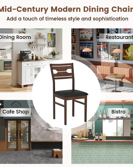 Giantex Wooden Dining Chairs Set of 2/4 PU Leather Upholstered Kitchen Armless Chair