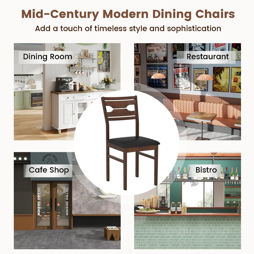 Giantex Wooden Dining Chairs Set of 2/4 PU Leather Upholstered Kitchen Armless Chair