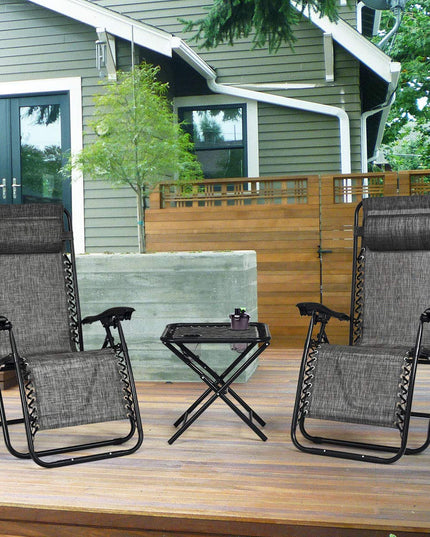 Giantex 3 PCS Zero Gravity Chair Patio Chaise Lounge Chairs, Beige