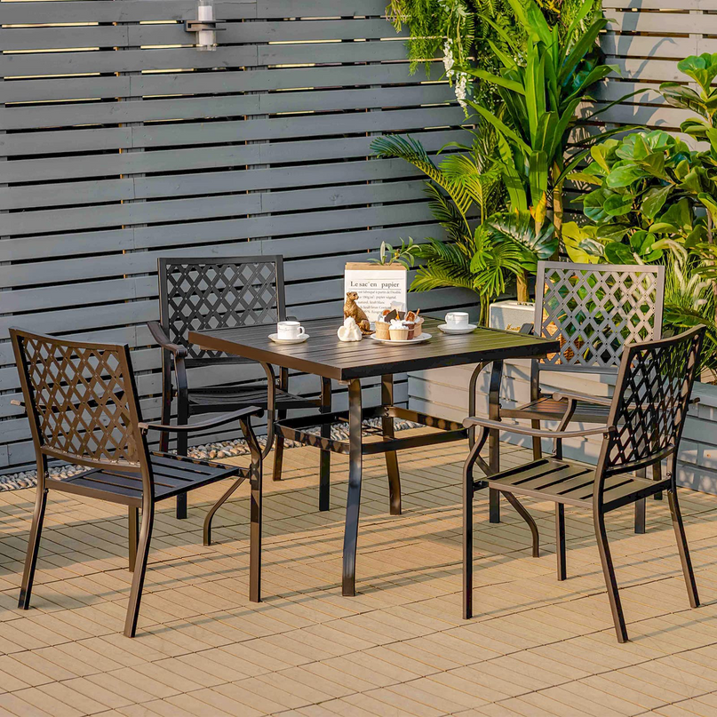 Giantex Patio Dining Chairs, Outdoor Stackable Metal Chair