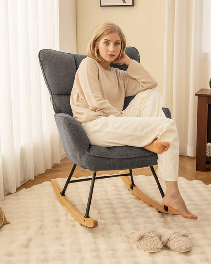 Giantex Rocking Chair Nursery, Modern Rocking Accent Chair w/High Backrest