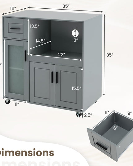 Giantex Kitchen Island with Storage, Kitchen Cart with Wheels
