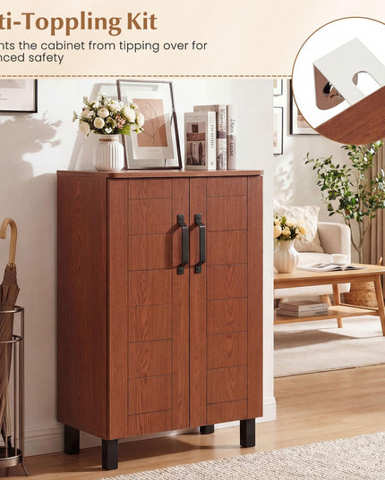 Giantex Armoire à chaussures à 5 niveaux | Meuble d'entrée autoportant en bois avec rangement