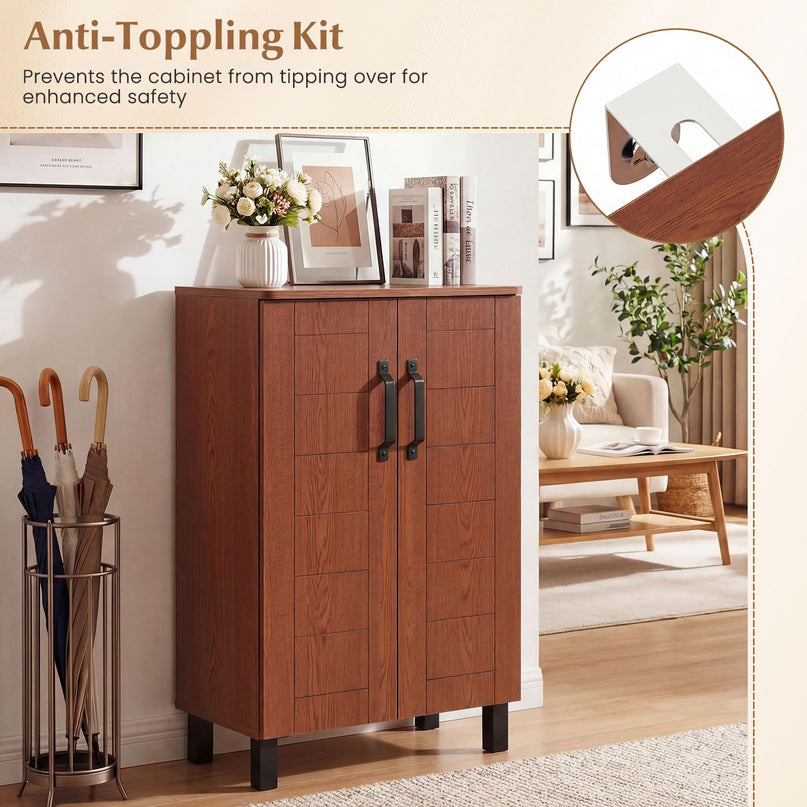 Giantex Armoire à chaussures à 5 niveaux | Meuble d'entrée autoportant en bois avec rangement