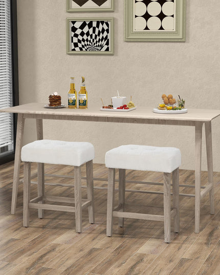 Giantex Sherpa Bar Stools, 24" Counter Height Kitchen Bar Stools with Cushioned Seat