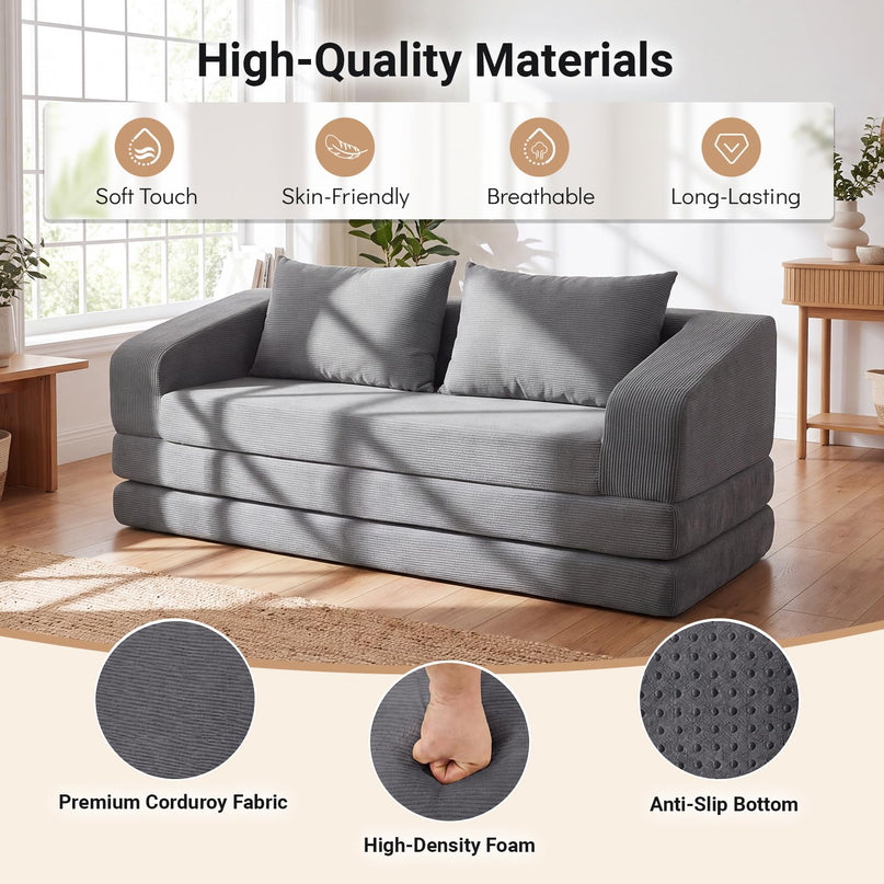 GIANTEX 61" Folding Sofa Bed | 2 in 1 Convertible Futon Couch