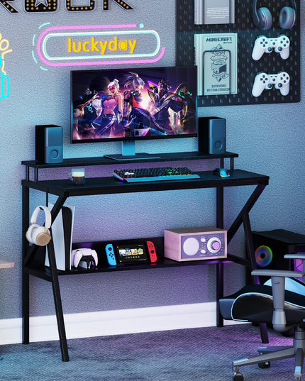 Giantex Compact Computer Desk for Small Spaces with Monitor Stand