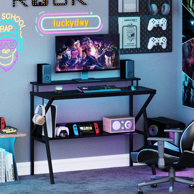 Giantex Compact Computer Desk for Small Spaces with Monitor Stand