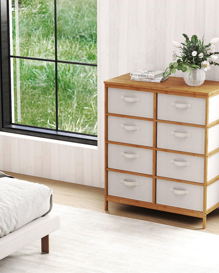 Meuble de rangement Giantex en bambou à 8 tiroirs pour salon ou couloir