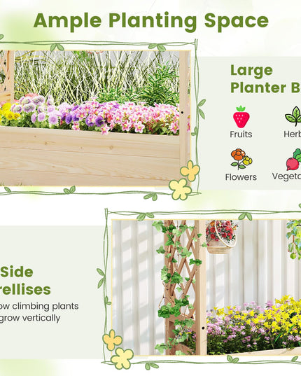 Giantex Freestanding Garden Planter Raised Bed for Flowers Herbs ( 45”x16”x41” )
