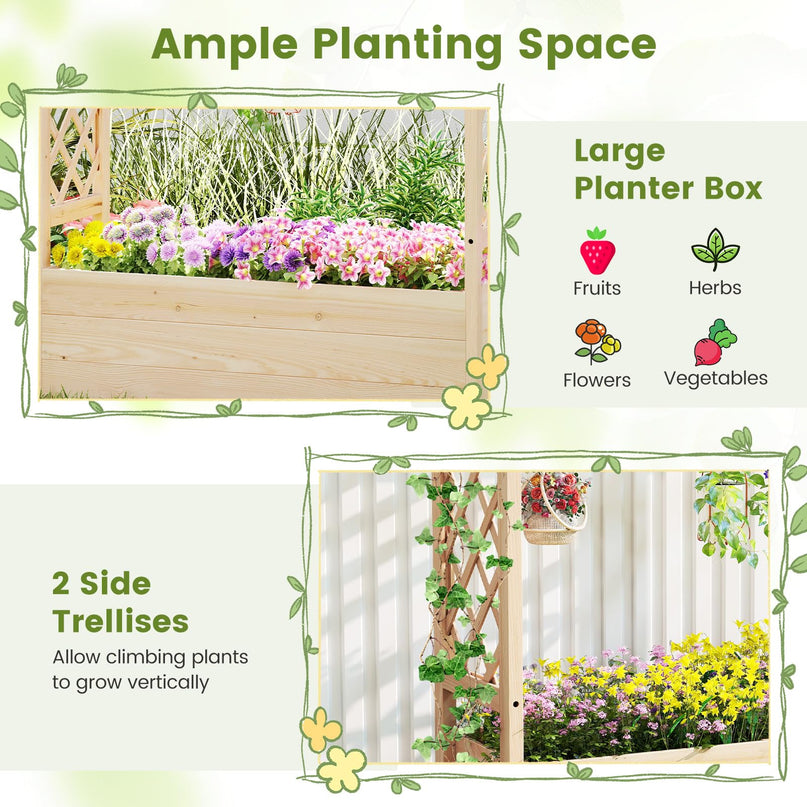 Giantex Freestanding Garden Planter Raised Bed for Flowers Herbs ( 45”x16”x41” )