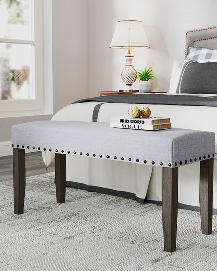 Giantex 42.5” Upholstered Entryway Bench, Set of 1/2 Dining Bench with Nailhead Trim