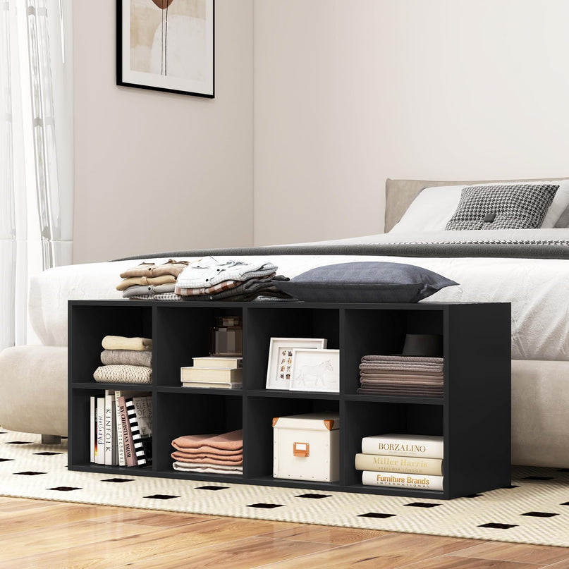 Giantex Shoe Bench 8 Cubes, 40" Entryway Bench with Storage