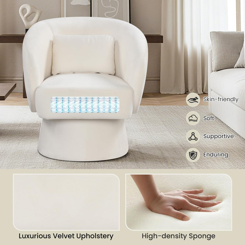 Giantex Swivel Accent Chair Upholstered Barrel Chair