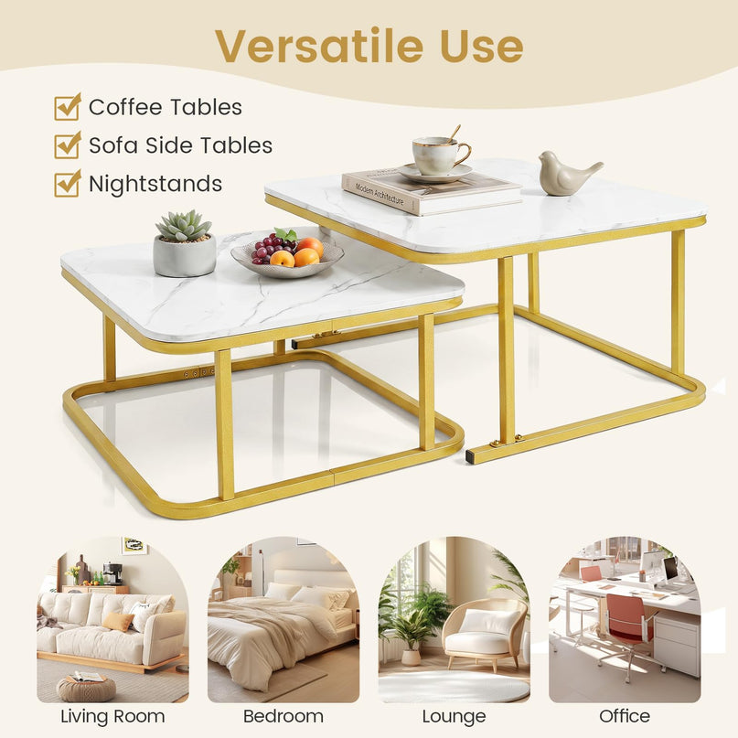 Giantex Nesting Coffee Table Set of 2 for Living Room