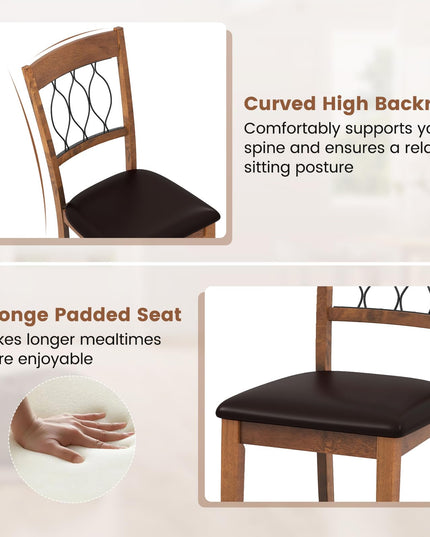 Giantex Lot de 2/4 chaises de salle à manger en tissu/similicuir, rembourrées