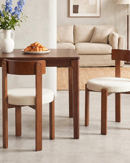 Giantex Wooden Dining Chairs Set of 2/4 Teddy Fleece Upholstered Boucle Kitchen Chair