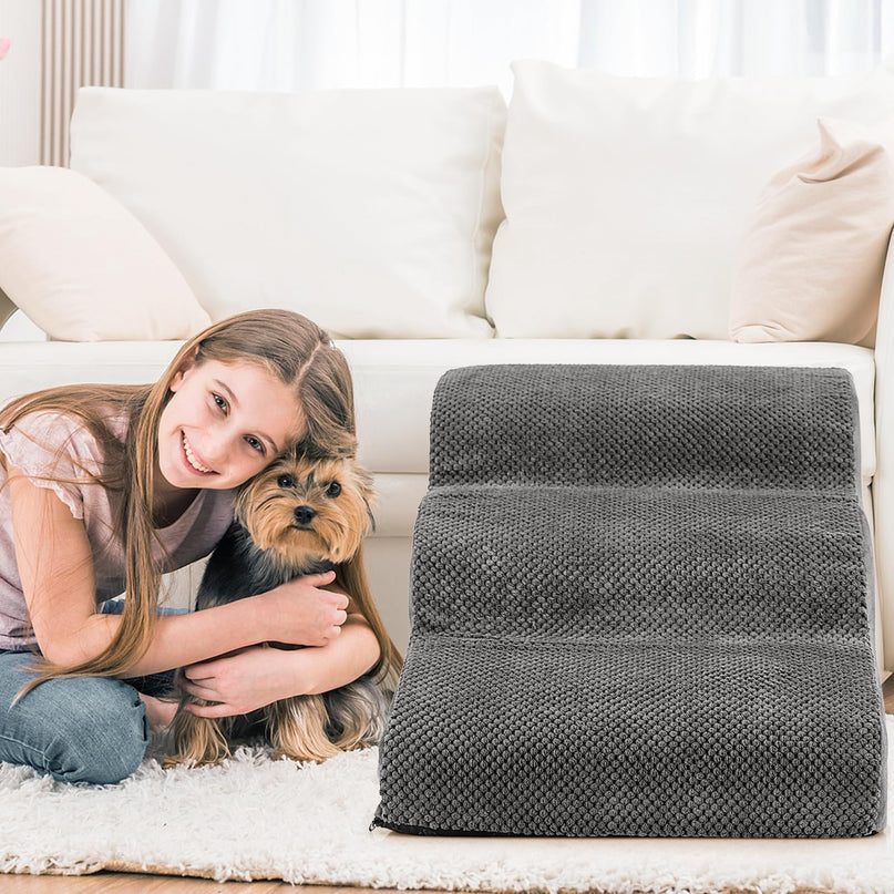 Giantex Dog Ramp Stairs for Bed 3 Tiers Foam Pet Steps for Small Dogs