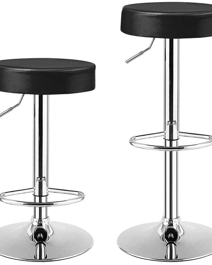 Modern Swivel Backless Round Barstool, PU Leather Armless bar Chair with Height Adjustable, Chrome Footrest