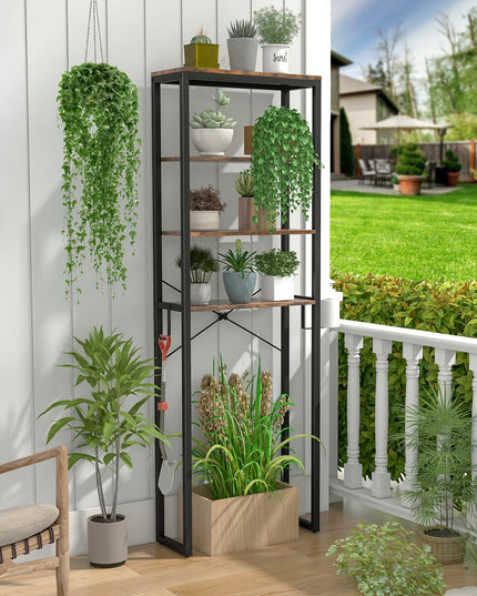 Giantex Over The Toilet Storage Rack, 4-Tier Wooden Bathroom Space Saver w/Metal Frame & 2 Hooks