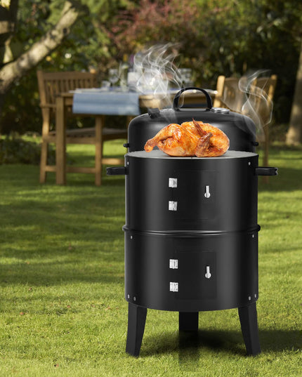 Giantex 3-in-1 Outdoor Smoker Grill with Smoker Combo